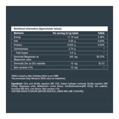 Fast&Up Magnesio Magnesium & Zinc Effervescent Tablets - Lime & Lemon Flavour 20's - Calcium And Minerals