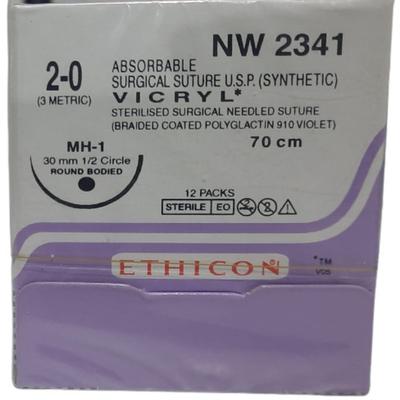 Johnson & Johnson Ethicon Vicryl Absorbable Surgical Suture (2-0) (70 cm) (NW2341) - Bandages & Dressings