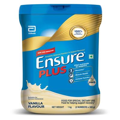 Ensure Plus Nutritional Powder - Vanilla Flavour 1 Kg (Pet Jar) - Daily Health Drinks
