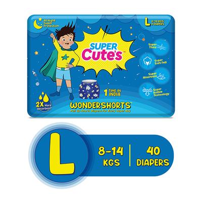 Super Cute's WonderShorts Pull-up Shorts Diaper - (L) (8 - 14 kg) (Pack of 20 x 2's) - Diapers & Wipes