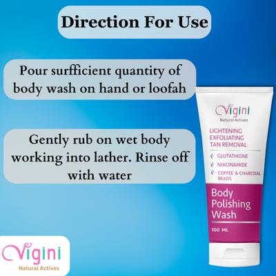 Vigini Lightening Exfoliating Tan Removal Body Polishing Wash 100 ml - Shower Gels & Body Wash