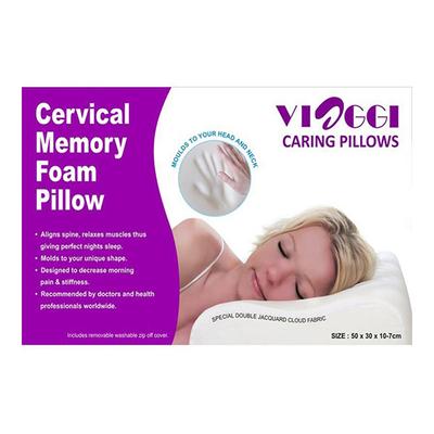 VIAGGI Cervical Contoured Therapeutic Support Memory Foam Sleeping Pillow - White - Others Ortho Supports