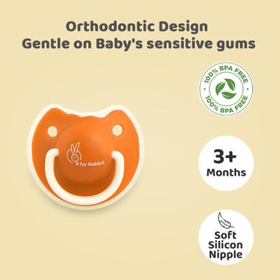 R for Rabbit Tusky Pacifier for kids of 3 months - Orange 1's - Pacifiers & Teethers