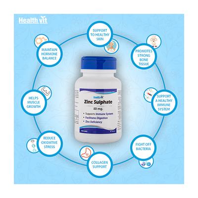 HealthVit Zinc Sulphate 50 mg Tablets 60's - Calcium And Minerals