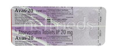 Avas 20mg Tablet 10'S - High Cholesterol-Dys