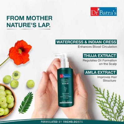Dr Batra's Hair Fall Control Shampoo 500 ml + Hair Fall Control Oil 200 ml + Hair Fall Control Serum 125 ml + Conditioner 100 ml + Herbal Hair Color Cream - Brown - Hair Treatment