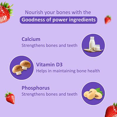 Power Gummies Strong Bones for Her-Vitamin D3 & Calcium with Strawberry Flavour-60 Gummies 1's - Nutrition Supplements