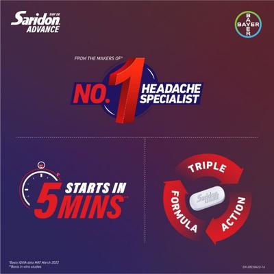 Saridon Advance Tablets for 5 in 1 Pain Relief 10's - Pain Relief Supplement