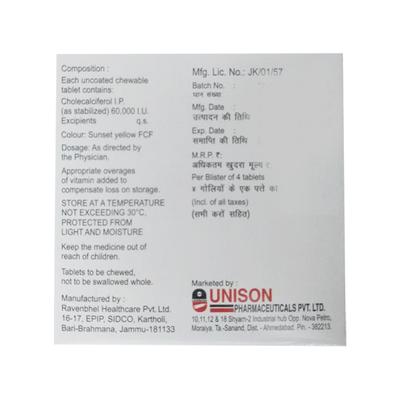 Caldison D3 Sugar Free Orange Flavour Tablet 4'S - Supplements-Vit