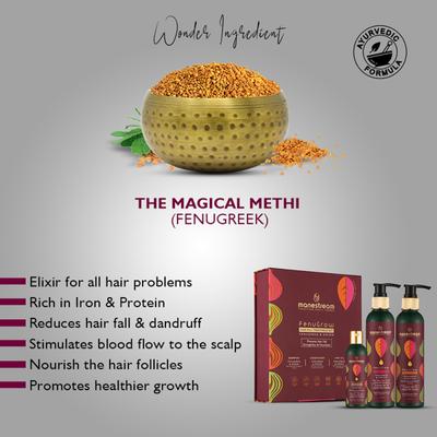 Manestream FenuGrow Hairfall Treatment Kit - Fenugreek & Onion (Hair Oil 50 ml + Shampoo 100 ml + Conditioner 100 ml) 1's - Hair Treatment