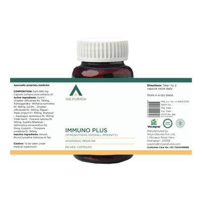 Age Ayurveda Immuno Plus Veg. Capsule (Pack of 5 x 60's) - Health Products