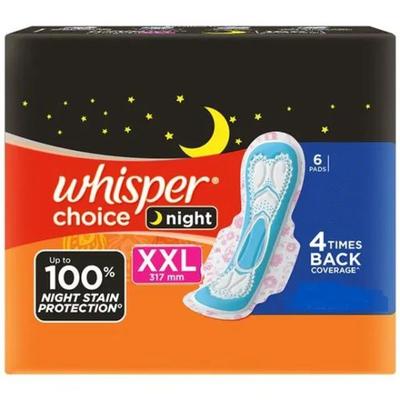 Whisper Choice Night Sanitary Pads (XXL) 6's - Sanitary Napkins