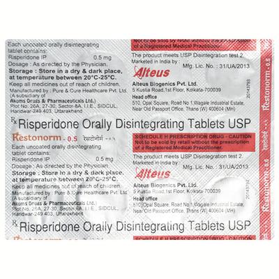 RESTONORM 0.5 Orally Disintegrating Tablet 15's - Schizophrenia-Aps