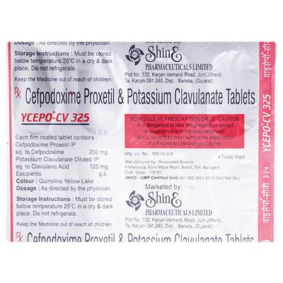 YCEPO CV 325mg Tablet 10's - Bacterial Infections-Cep