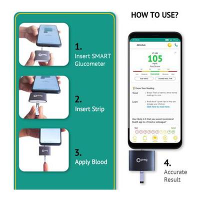 BeatO Smart Glucometer Kit (Mobile Connected Glucometer 1's + Test Strips 20's) - Blood Glucose Monitors/Test Strips