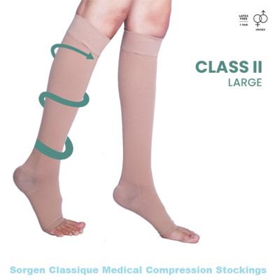 Sorgen Classique Medical Compression Stockings Class 2 Knee Length - Large 1's - Knee/Ankle/Leg/Foot Supports