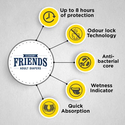 Friends Adult Diapers - Economy (L) 10's - Adult Diapers & Pads