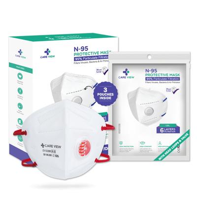 Care View N95 FFP2 Protective Face Mask with Valve - Head Loop 3's - Face Mask