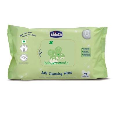 Chicco Baby Moments Soft Cleansing wipes without Flip cover 72's - Diapers & Wipes
