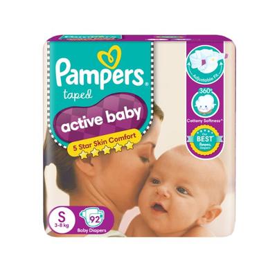 Pampers Premium Taped Active Baby Diaper Pants (S) 92's - Diapers & Wipes