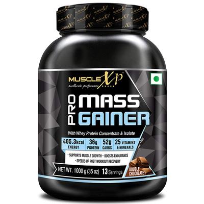 MuscleXP Pro Mass Gainer Powder (13 Servings) - Double Chocolate Flavour 1 kg - Weight Gain