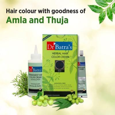 Dr Batra's Dandruff Cleansing Shampoo 100 ml + Anti-Dandruff Hair Serum 125 ml + Conditioner 200 ml + Hair Oil 200 ml + Herbal Hair Color Cream - Black - Hair Treatment