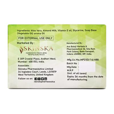 SKINSKA NATURALS ALOE VERA ALMOND MILK & VITAMIN E Soap 125gm - Dry Skin-Emo