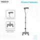 Vissco Walking Stick L Shape - Quadripod - Walker & Walking Stick