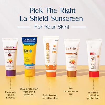 La Shield SPF 40 & PA+++ Anti Acne Sunscreen Gel 50gm - Face Sunscreen