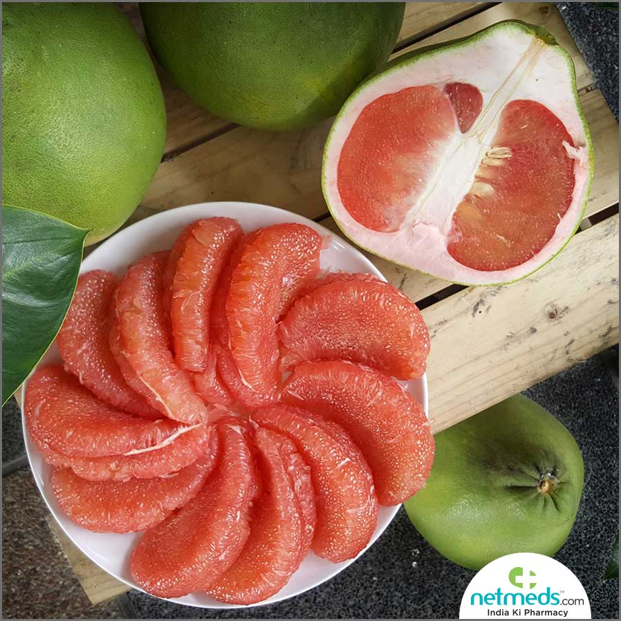 pomelo fruit cut open