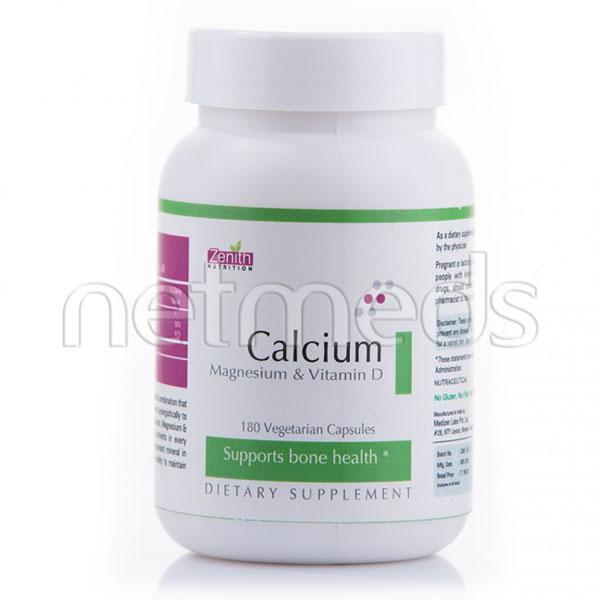 Netmeds | Zenith Nutrition Calcium + Magnesium +Vitamin D Capsules 180's