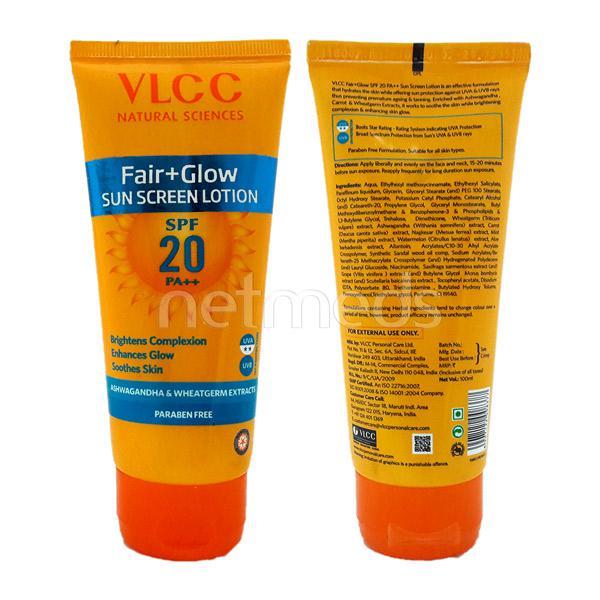 Netmeds | VLCC Fair+Glow SPF 20 Sun Screen Lotion 50 ml