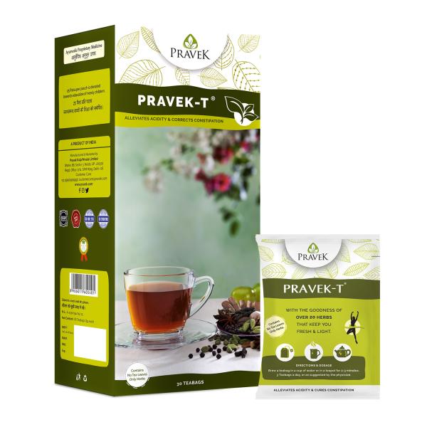 Netmeds | Pravek-T Herbal Tea for Relieving Acidity & Corrects Constipation Tea Bags 30's