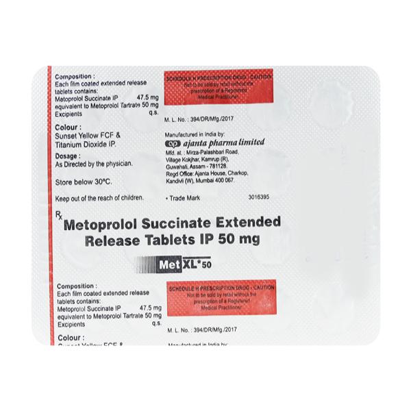 Netmeds | MET XL 50mg Tablet 20's