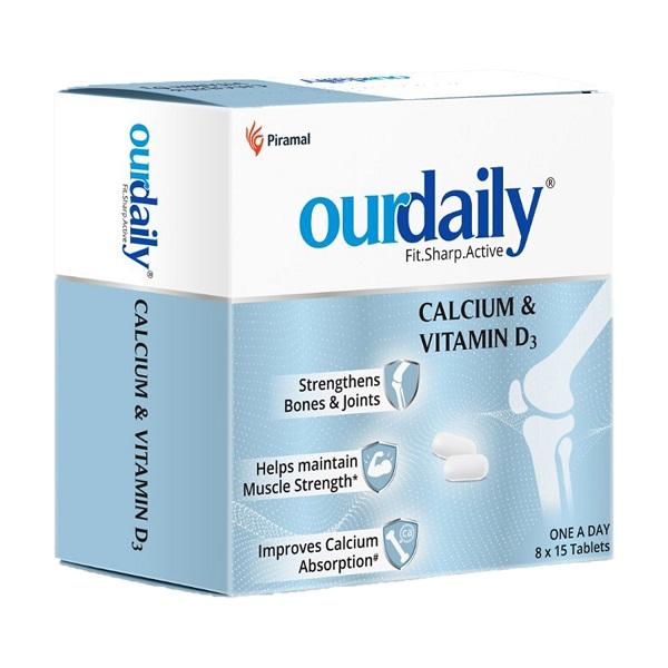Netmeds | Ourdaily Calcium & Vitmain D3 Tablet (Pack of 8 x 15's)