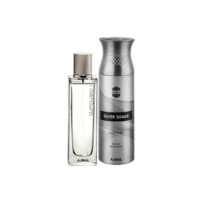 Ajmal Titanium EDP Citrus Spicy Perfume And Silver Shade Homme Deodorant Citrus Woody Fragrance 300 ml - Multi-Vitamins