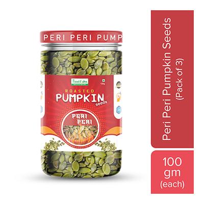 The Food Folks Roasted Pumpkin Seeds - Peri Peri (Pack of 3 x 100 gm) - Skm Siddha