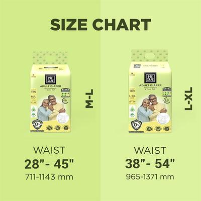 Pee Safe Adult Diaper Medium - Large High Absorbency (pack of 10) 1's - Baby Oral Care