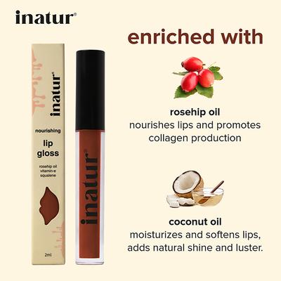 Inatur Lip Gloss - Wild Brown (L10) 2ml - Diabetes Care (Ayush)