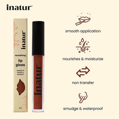 Inatur Lip Gloss - Wild Brown (L10) 2ml - Diabetes Care (Ayush)