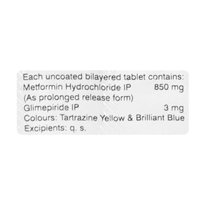 Glycomet GP 3/850mg Tablet 10'S - Diabetes-Ant