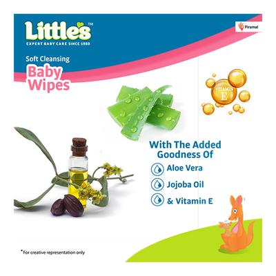 Littles Soft Cleansing Baby Wipes 30's - Baby Powder