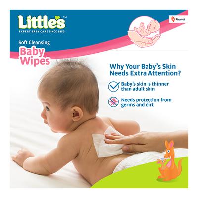 Littles Soft Cleansing Baby Wipes 30's - Baby Powder