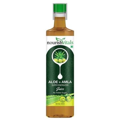 NourishVitals Aloe Vera + Amla Super Energizer Juice 500 ml - Wound/Burns