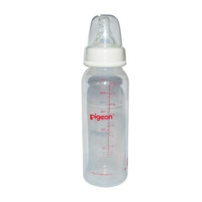 Pigeon Flexible PP Feeding Bottle with Round Base Nipple (M) - White 240 ml - Nutritional Supplements