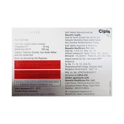 Galvus Met 50/500mg Tablet 15'S - Diabetes-Ant