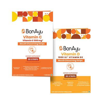 Covid-19 Immunity Booster Pack (Vitamin C Strips + Vitamin D Strips) 120's - Pakeeza Unani