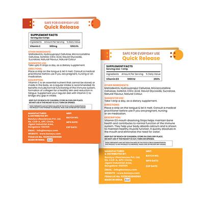 Covid-19 Immunity Booster Pack (Vitamin C Strips + Vitamin D Strips) 120's - Pakeeza Unani