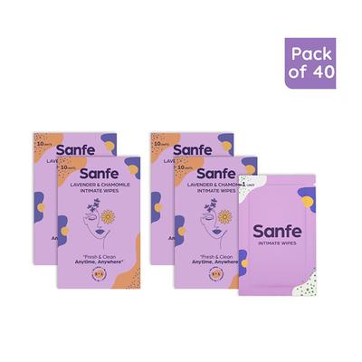 Sanfe 3 IN 1 Intimate Wipes - Lavender & Chamomile (Pack of 40) - Intimate Hygiene