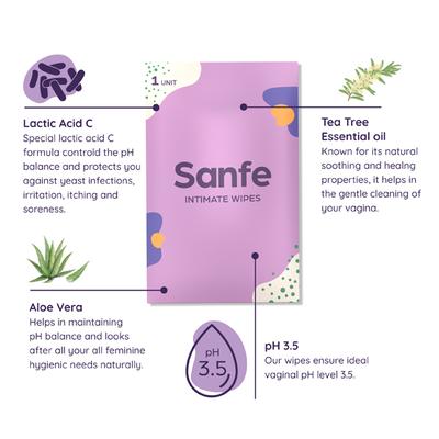 Sanfe 3 IN 1 Intimate Wipes - Lavender & Chamomile (Pack of 40) - Intimate Hygiene